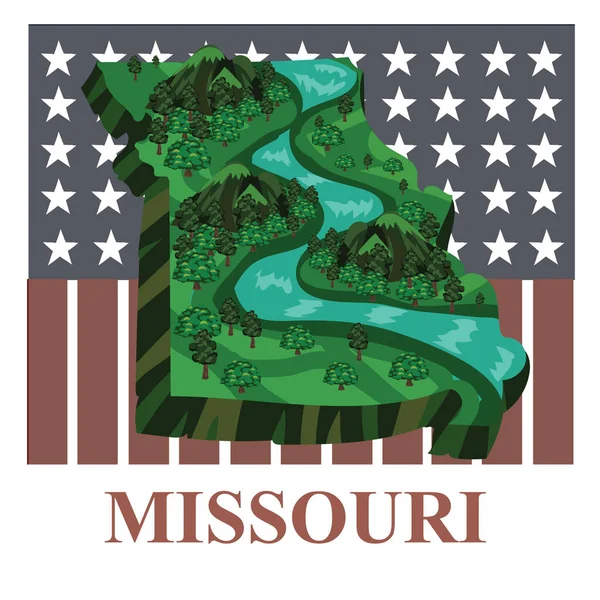 Missouri Mapa Del Estado Ilustración Vectorial — Vector de stock