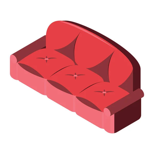 Bett Mit Rotem Kissen Auf Weißem Hintergrund — Stockvektor