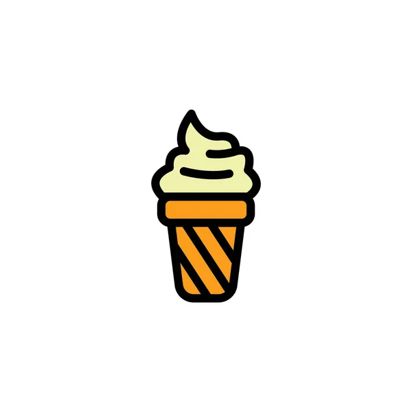 Ice Cream Icon Flat Style Isolated White Background — Stock Vector