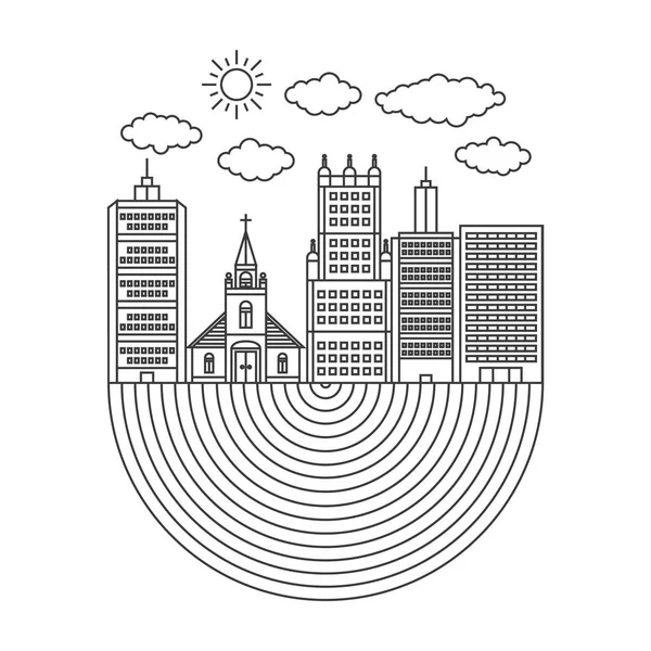 Městská Silueta Cityscape Mrakodrapy Vektorové Ilustrace — Stockový vektor