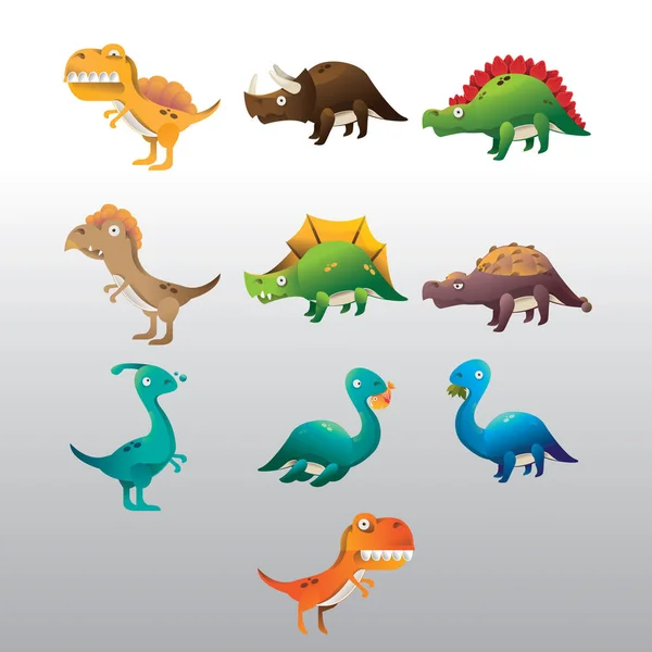 Conjunto Iconos Dinosaurios — Vector de stock
