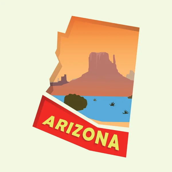 Arizona Mapa Płaska Ikona Wektor Ilustracja — Wektor stockowy