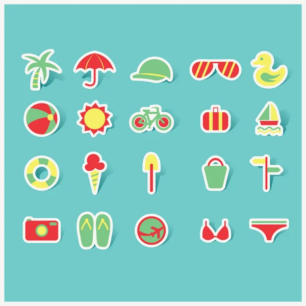 Summer Icons Set Vector Illustration — Stock Vector