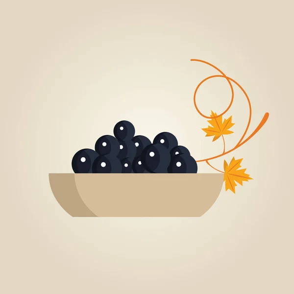Vector Illustration Grapes Plate — Stock Vector