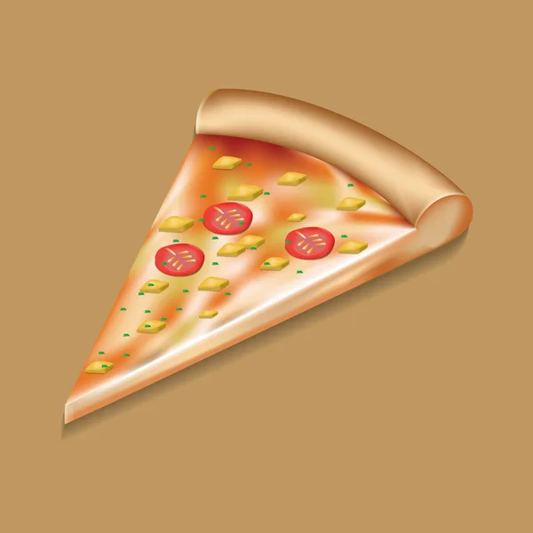 Pizza Con Queso Tomate — Vector de stock