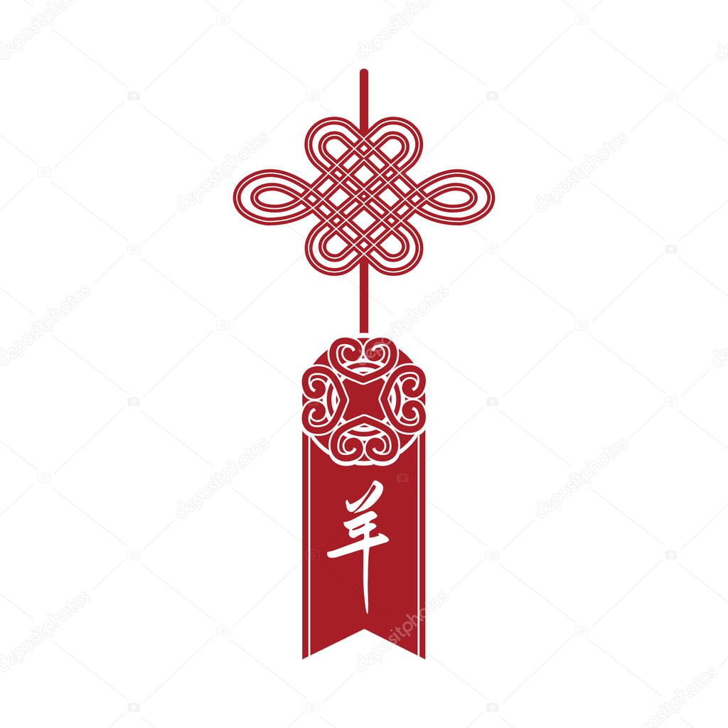 Chinese decoration hanging flat icon, vector illustration