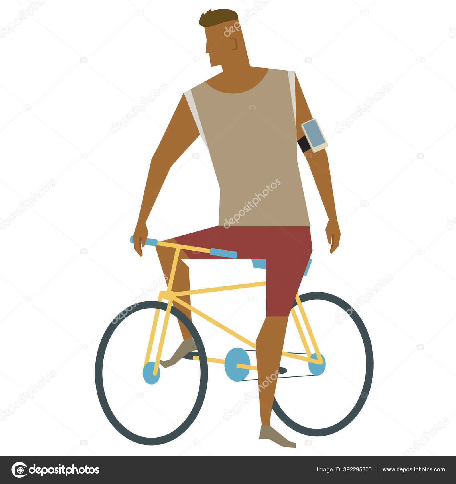 Pria Mengendarai Ikon Datar Sepeda Ilustrasi Vektor Stok Vektor C Captainvector 392295300