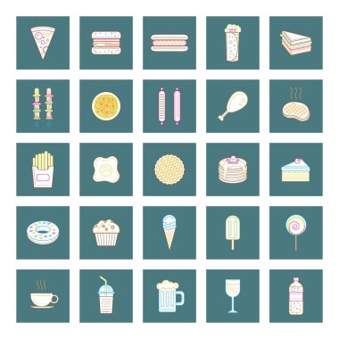 Yiyecek ve içecek ikonu seti