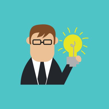 Ampul vektör çizimi fikri olan iş adamı