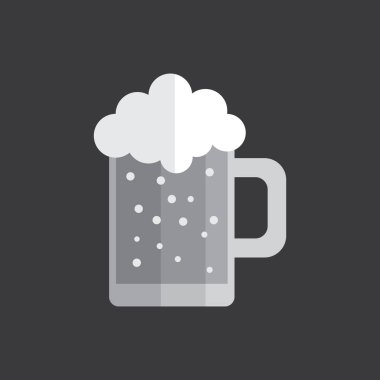 Beyaz arka planda izole edilmiş yassı bira ikonu. Oktoberfest sembolü vektör illüstrasyonu