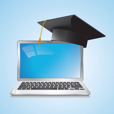 havan topu ve dizüstü bilgisayar düz simgesi, vektör illüstrasyonu