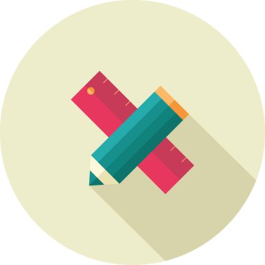 Cetvel biçimlendirilmiş vektör illüstrasyonlu kalem