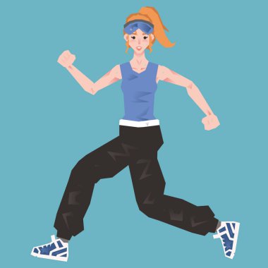 Düz simge çalışan kadın, vektör illüstrasyonu