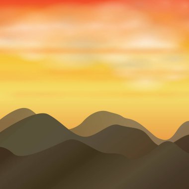 Dağlar ve günbatımı biçimlendirilmiş vektör çizimi