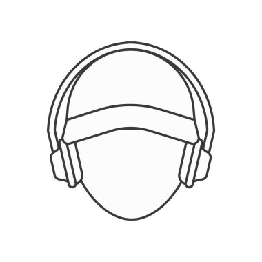 Kask ikonu vektör çizimi tasarımı giyen Avatar Adam