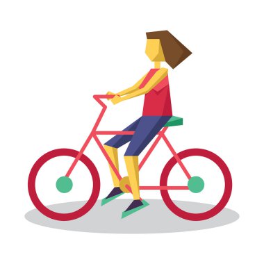 Bisiklet süren kız stilize vektör çizimi