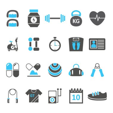 Fitness ve sağlıklı yaşam tarzı ikonları. vektör illüstrasyonu