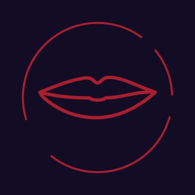 Siyah arkaplandaki dudakların vektör illüstrasyonu. 