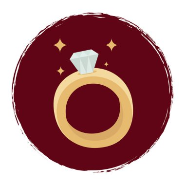 Elmas ikonlu altın yüzük. vektör illüstrasyonu