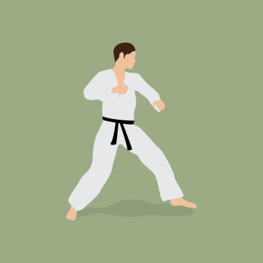 Karate dövüşçüsü. vektör illüstrasyonu.
