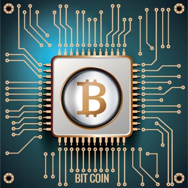 Bitcoin devre kartı arka planı. vektör illüstrasyonu
