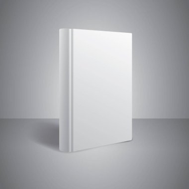 Gri arkaplan üzerine boş beyaz kitap kapağı