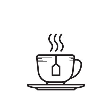 Düz çay ikonu, vektör illüstrasyonu