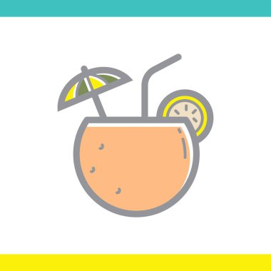 Kokteyl ikonu. Vektör illüstrasyonu