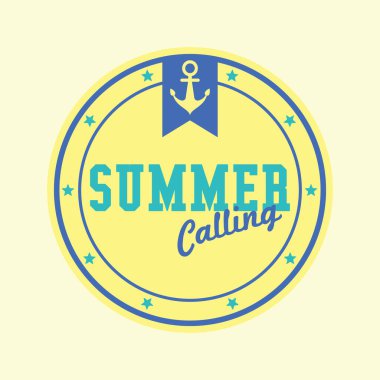 Yaz etiketi düz simgesi, vektör illüstrasyonu