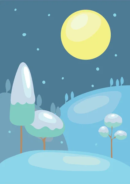 Ilustración Vectorial Paisaje Con Árboles — Vector de stock