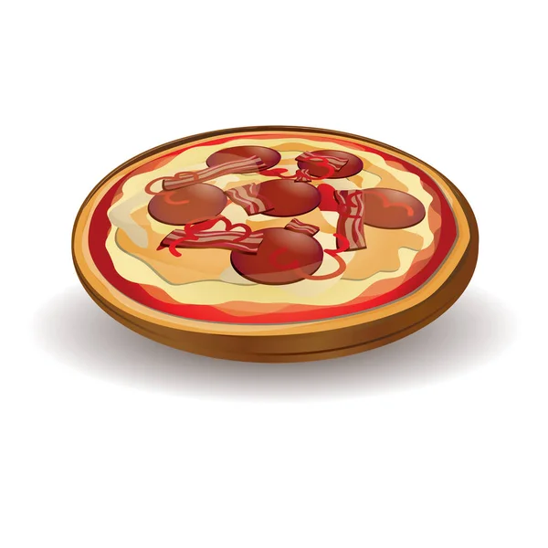 Ilustração Vetorial Pizza Com Cogumelos — Vetor de Stock