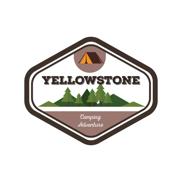 Yellowstone Label Plochá Ikona Vektorová Ilustrace — Stockový vektor