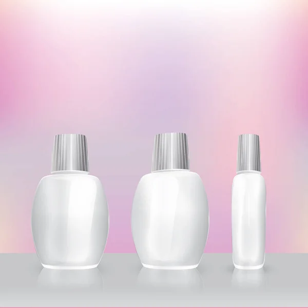 Kosmetiska Flaskor Rosa Bakgrund — Stock vektor