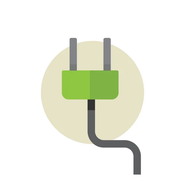 Plug Met Draad Plat Pictogram Vector Illustratie — Stockvector