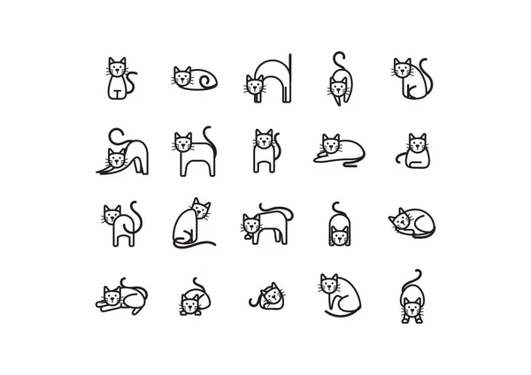 Colección Iconos Gato — Vector de stock