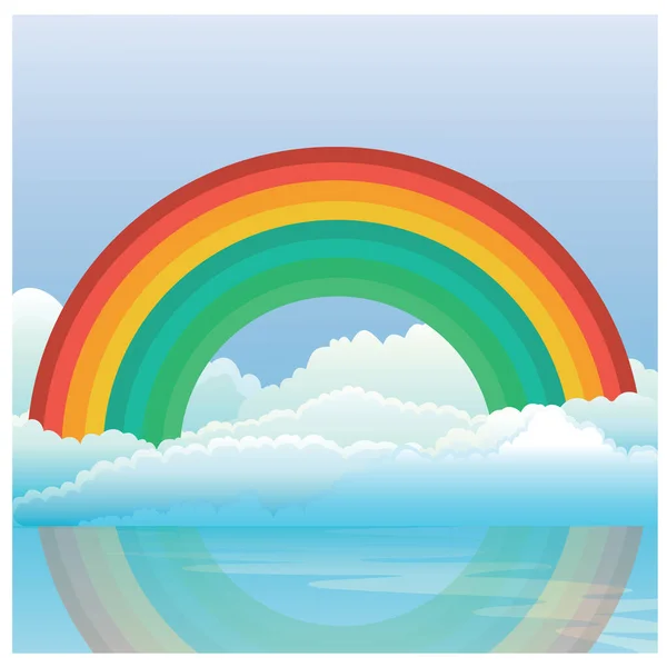 Rainbow Clouds Vector Illustration Icon — Stock Vector