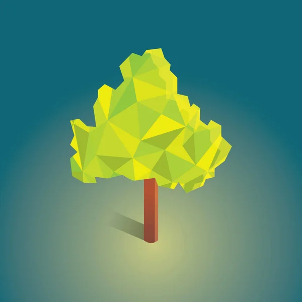 Arbre Style Polygonal Bas Avec Des Feuilles Vertes — Image vectorielle