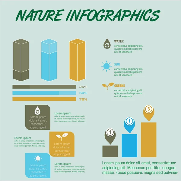 Naturaleza Infografías Ilustración Vectorial Estilizado — Vector de stock