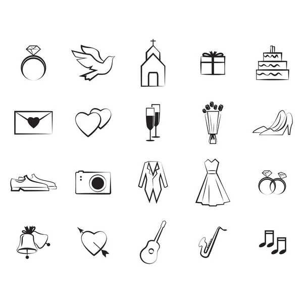 Collection Wedding Icons — Stock Vector