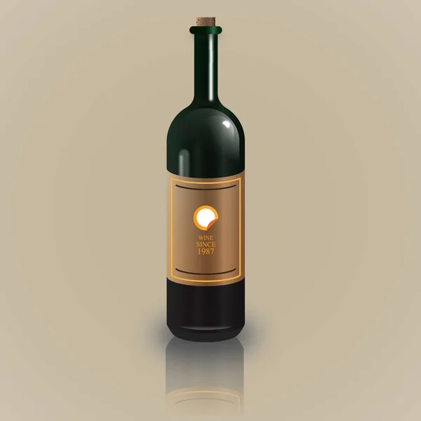 Botella Vino Ilustración Vector Estilizado — Vector de stock