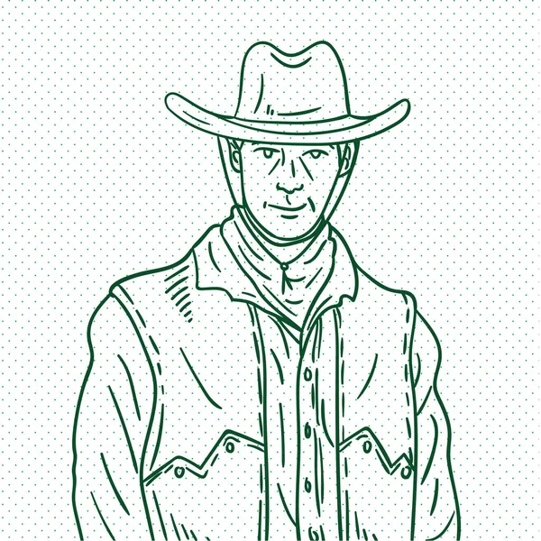 Cowboy Dessiné Main Illustration Vectorielle Design — Image vectorielle