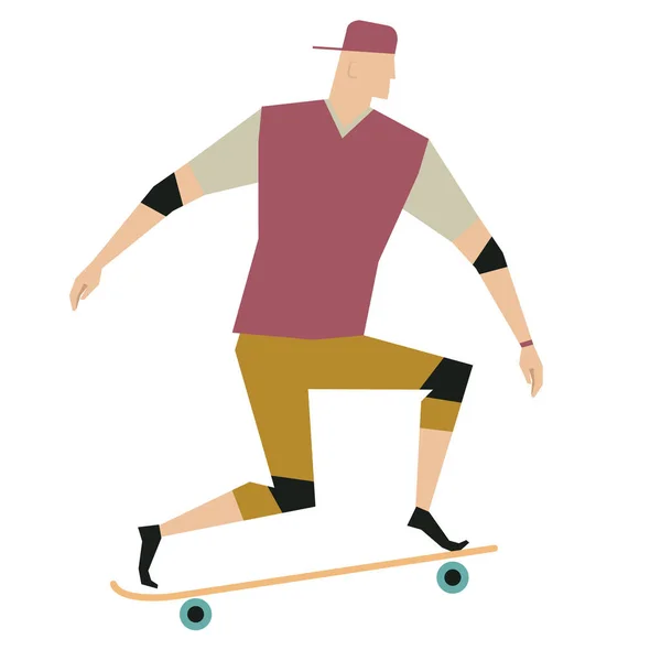 Homme Sur Skateboard Icône Plate Illustration Vectorielle — Image vectorielle