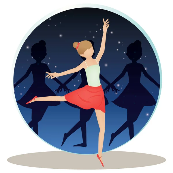 Bailarina Ballet Icono Plano Ilustración Vectorial — Vector de stock