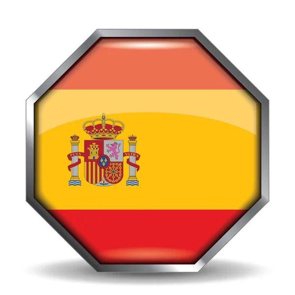 Vetor Botão Bandeira Espanha —  Vetores de Stock