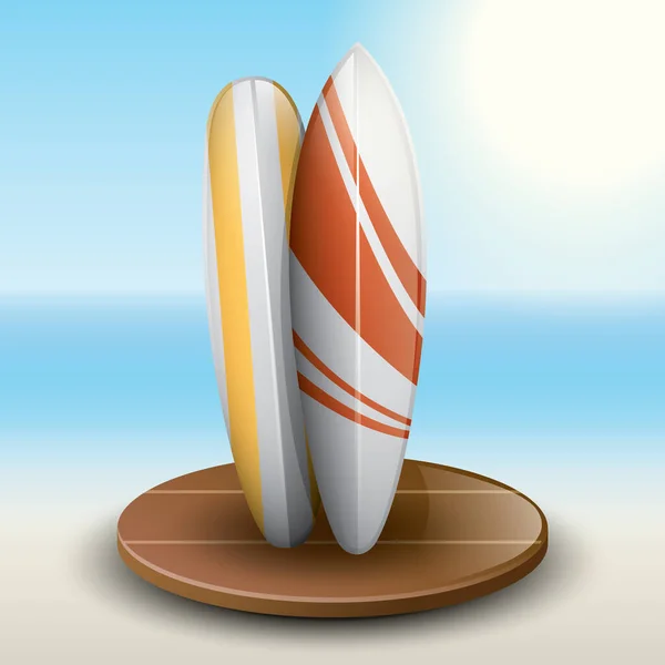 Vector Ilustración Una Tabla Surf Playa — Archivo Imágenes Vectoriales