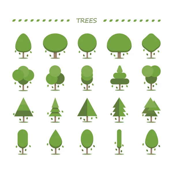 Vektorsatz Von Bäumen Und Pflanzen — Stockvektor