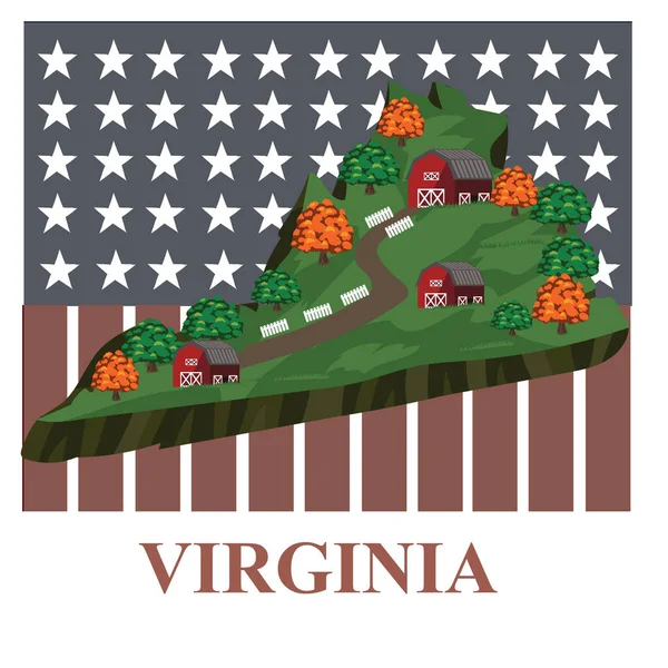 Mapa Státu Virginie Vektorová Ilustrace — Stockový vektor