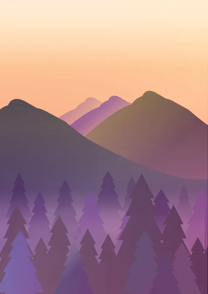 Paisaje Montaña Con Montañas Puesta Sol — Vector de stock