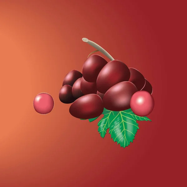 Illustration Vectorielle Cerise Mûre Sur Fond Rouge — Image vectorielle