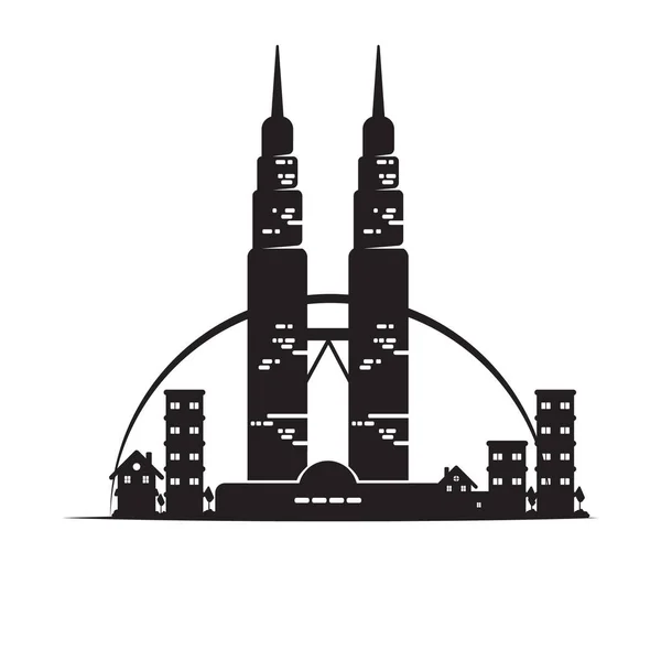 Petronas Torres Gêmeas Ícone Plano Ilustração Vetorial — Vetor de Stock